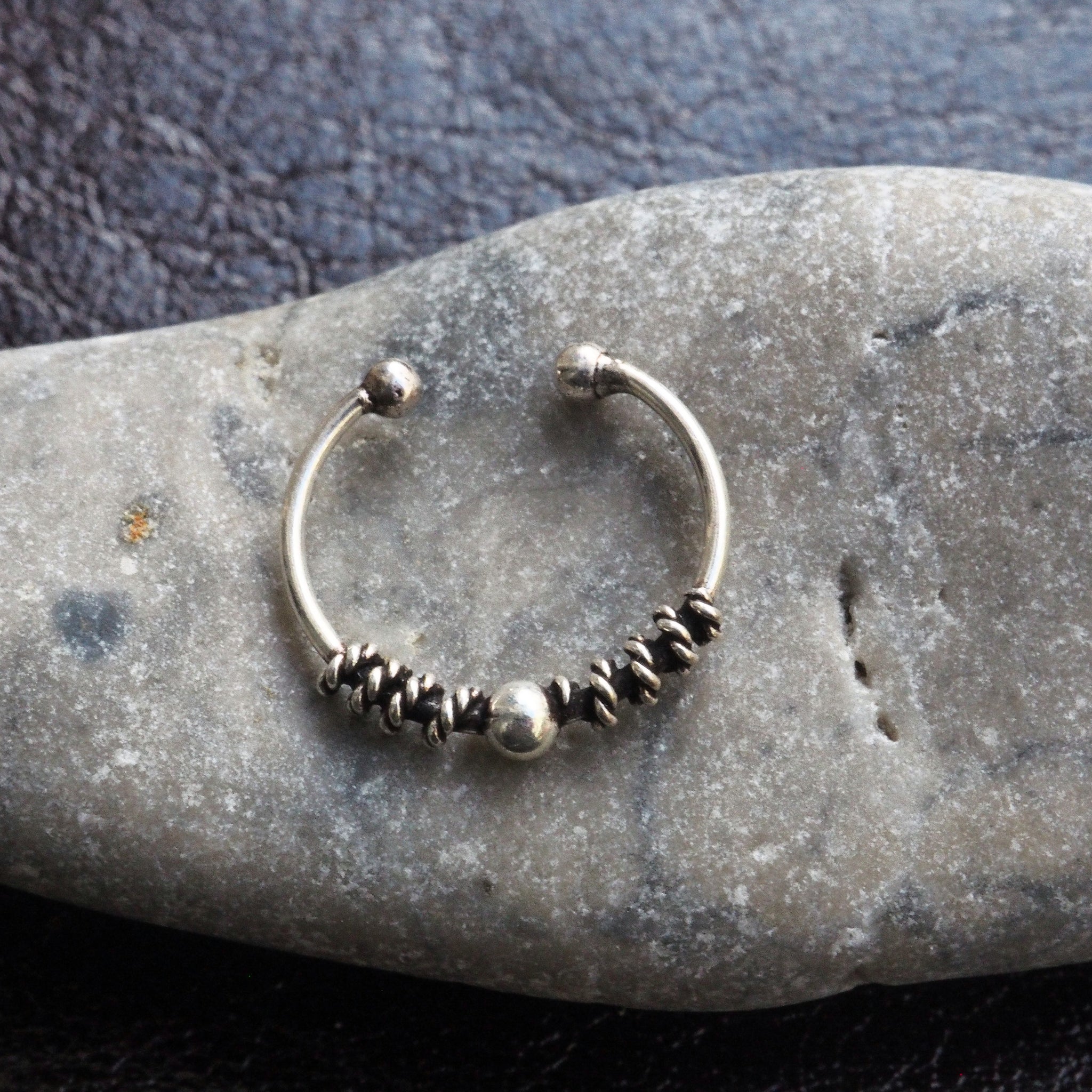 silver thin fake piercing
