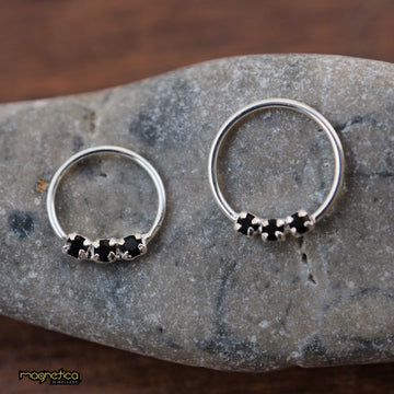 silver black zircon piercing ring