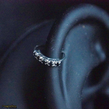 silver black zircons piercing ring