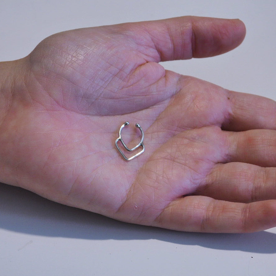 Fake Silver Rings Silver moon fake piercing ring