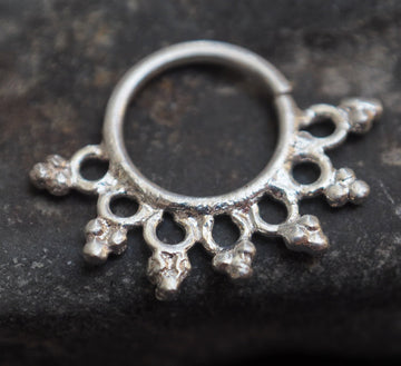 silver mandala piercing ring