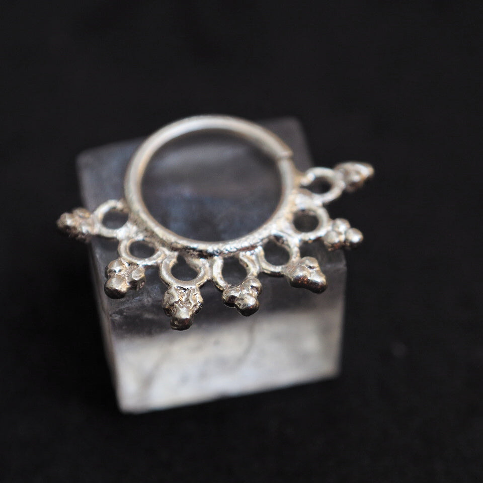 silver mandala piercing ring