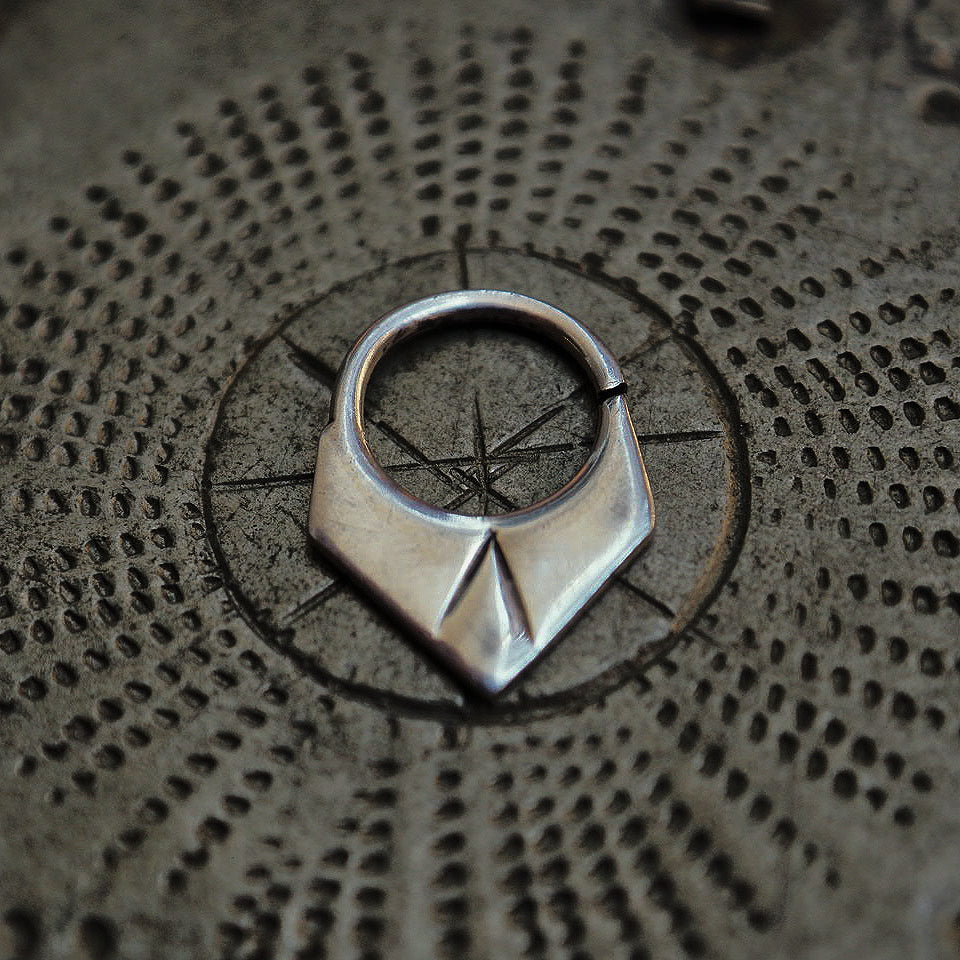 silver triangles piercing ring