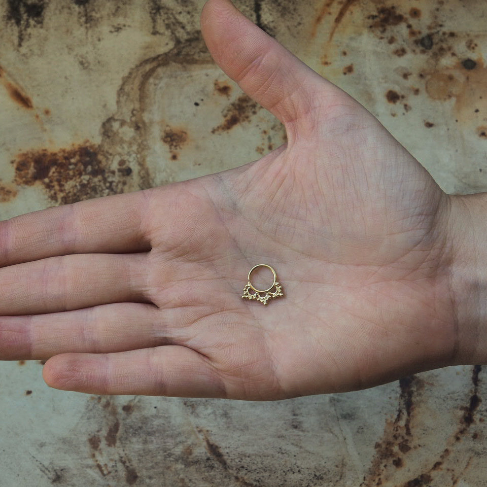 gold plated flower piercing ring