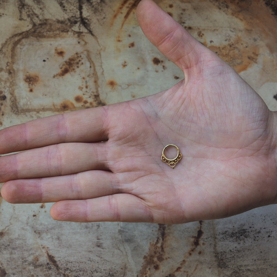 gold plated lotus piercing ring