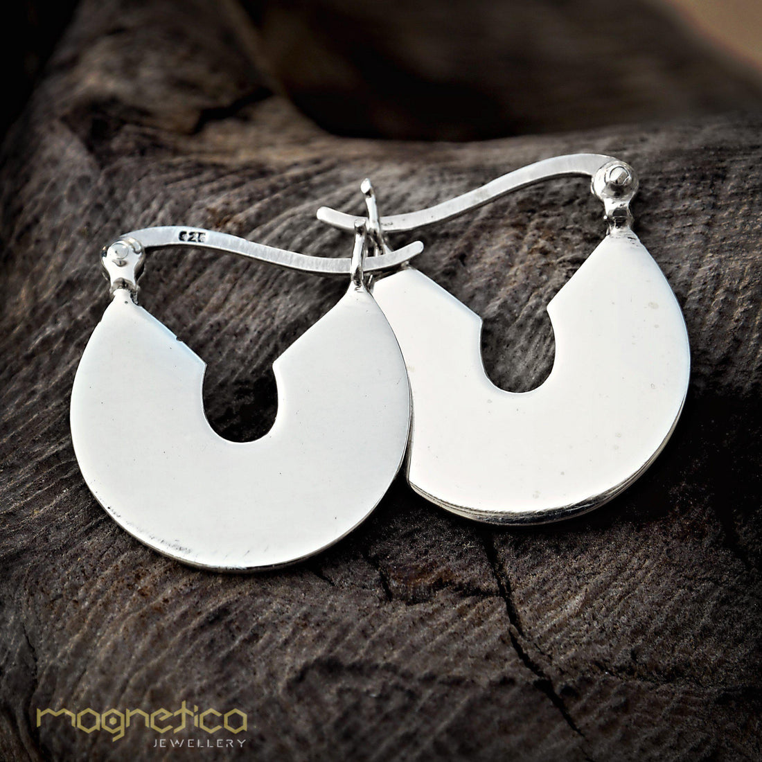 Plain simple tribal sterling silver small hoop earrings lightweight-earrings-Magnetica