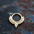 Royal ethnic style 18.K Gold piercing Ring fits septum, Tragus, Helix nose ring.-piercing-Magnetica