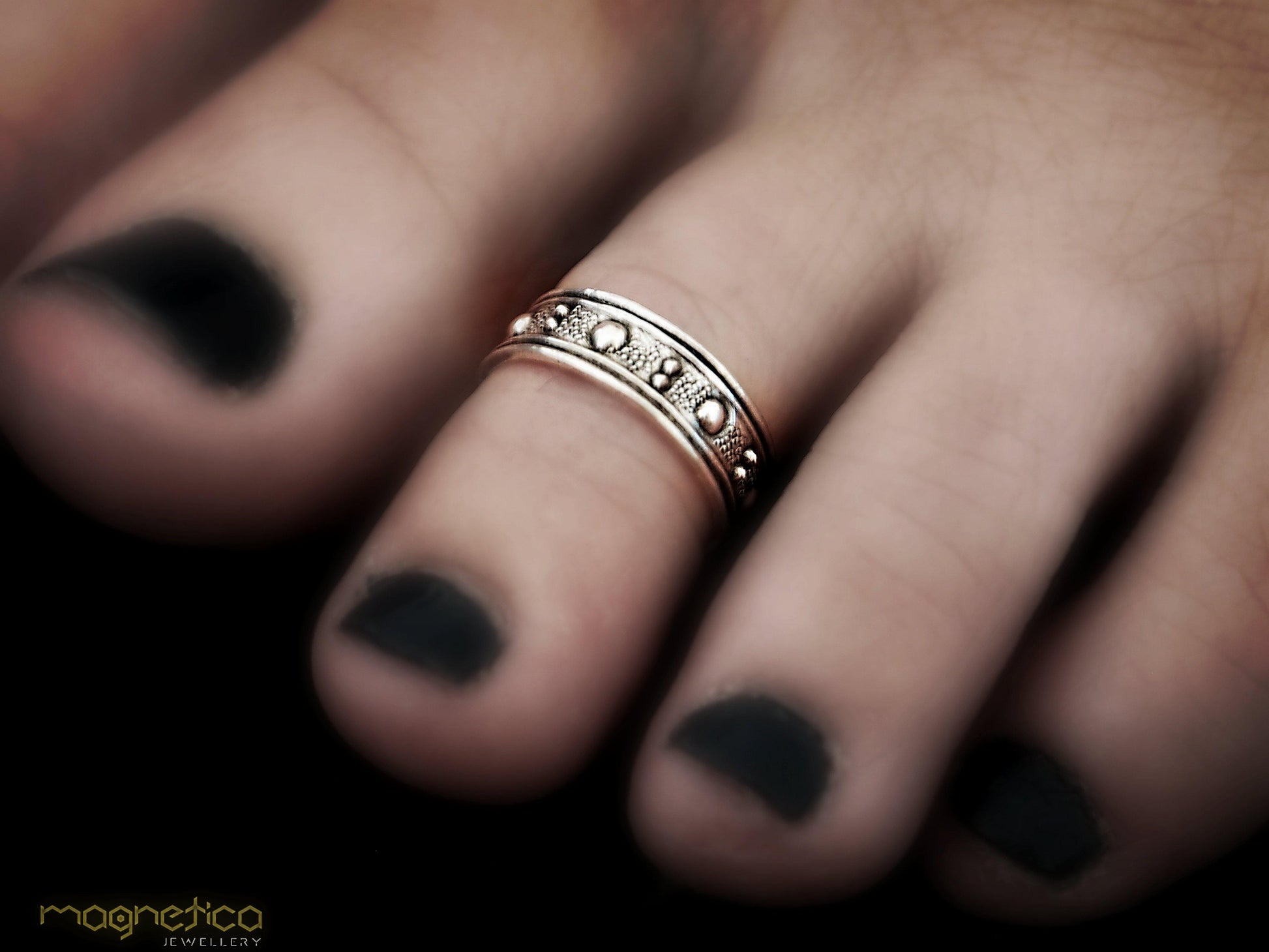 Rustic Tribal oxidized silver toe-midi-knuckle ring,adjustable one size fits all!-ring-Magnetica