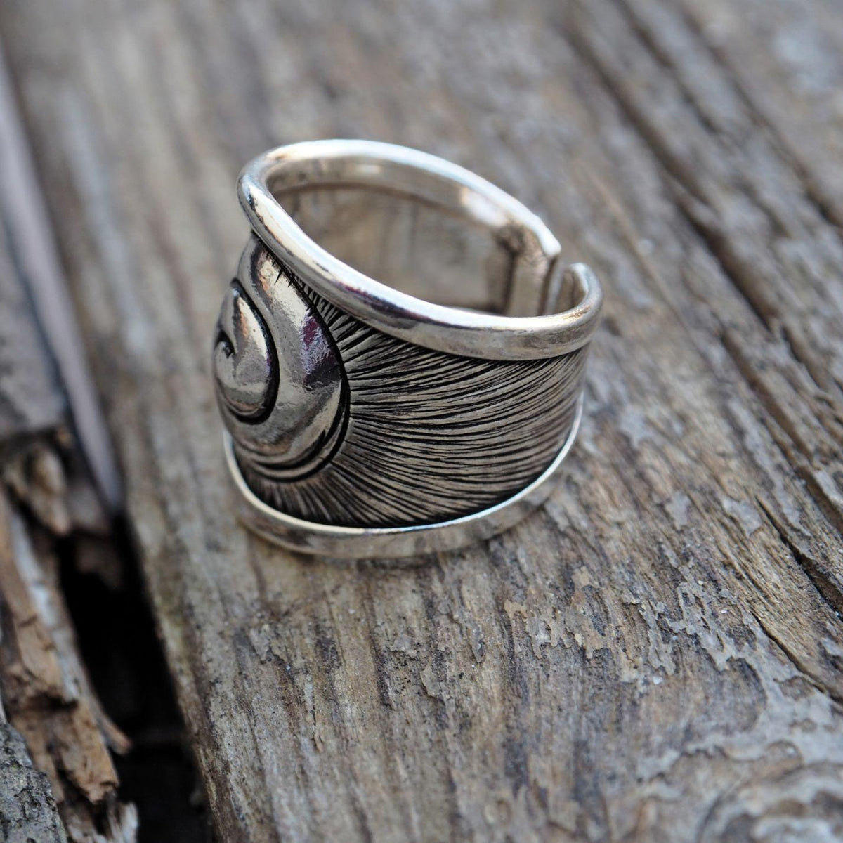 Sacred spiral-A-sterling silver adjustable ring-ring-Magnetica