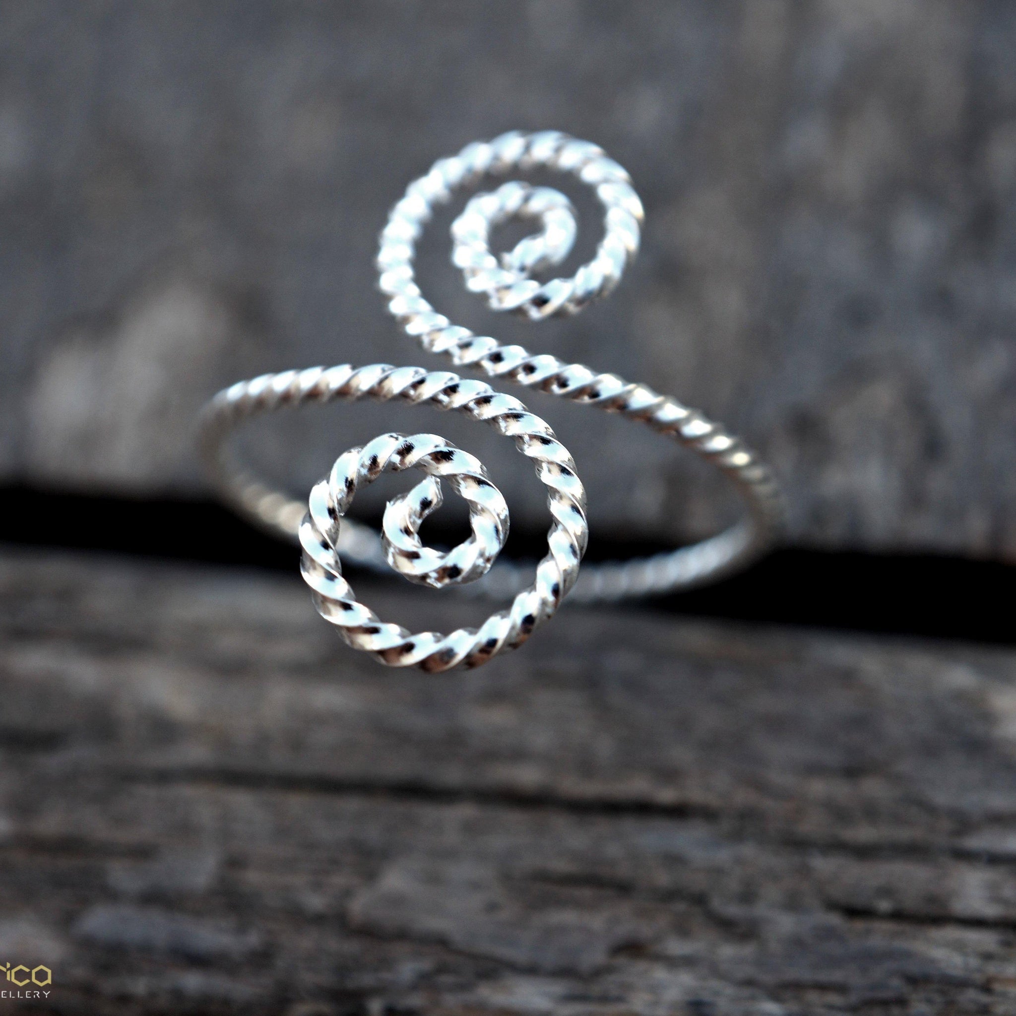 Spiral silver toe-midi-knuckle ring,adjustable one size fits all!-ring-Magnetica