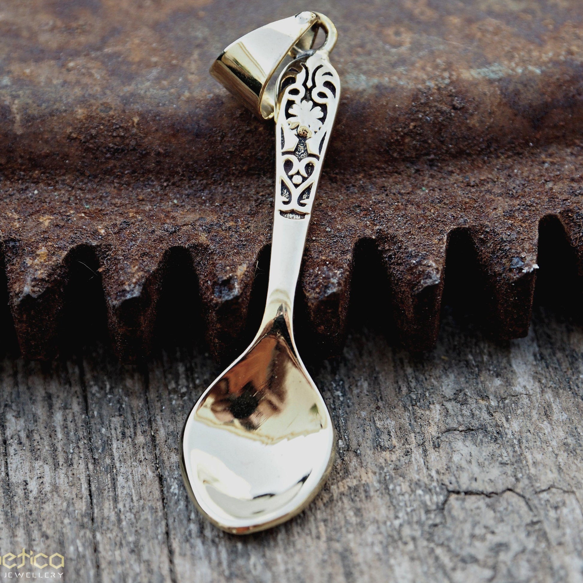 A small spoon with pattern brass pendant gold&silver available-necklace-Magnetica