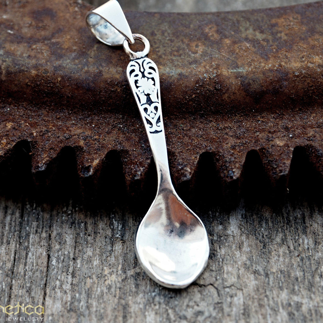 A small spoon with pattern brass pendant gold&silver available-necklace-Magnetica