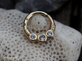 Gold piercing clicker Ring with 3 diamonds-piercing-Magnetica