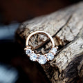 Stainless steel piercing Ring with 5 zircon diamonds , silver, rose, gold available!-piercing-Magnetica