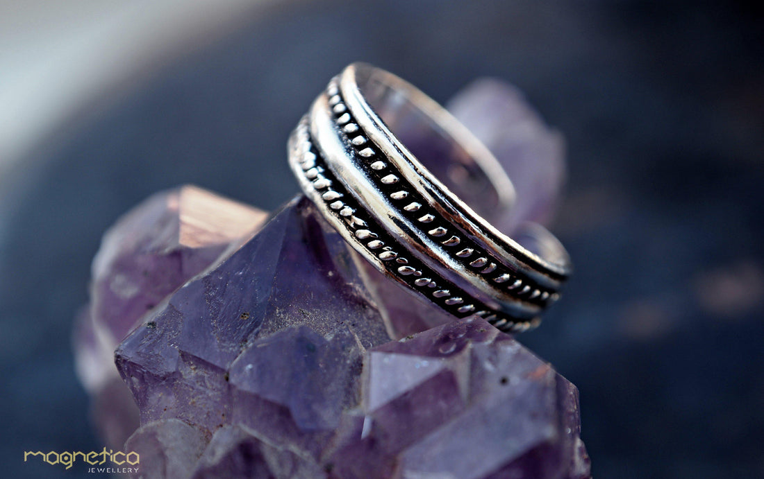 Tribal oxidized silver toe-midi-knuckle ring,adjustable one size fits all!-ring-Magnetica