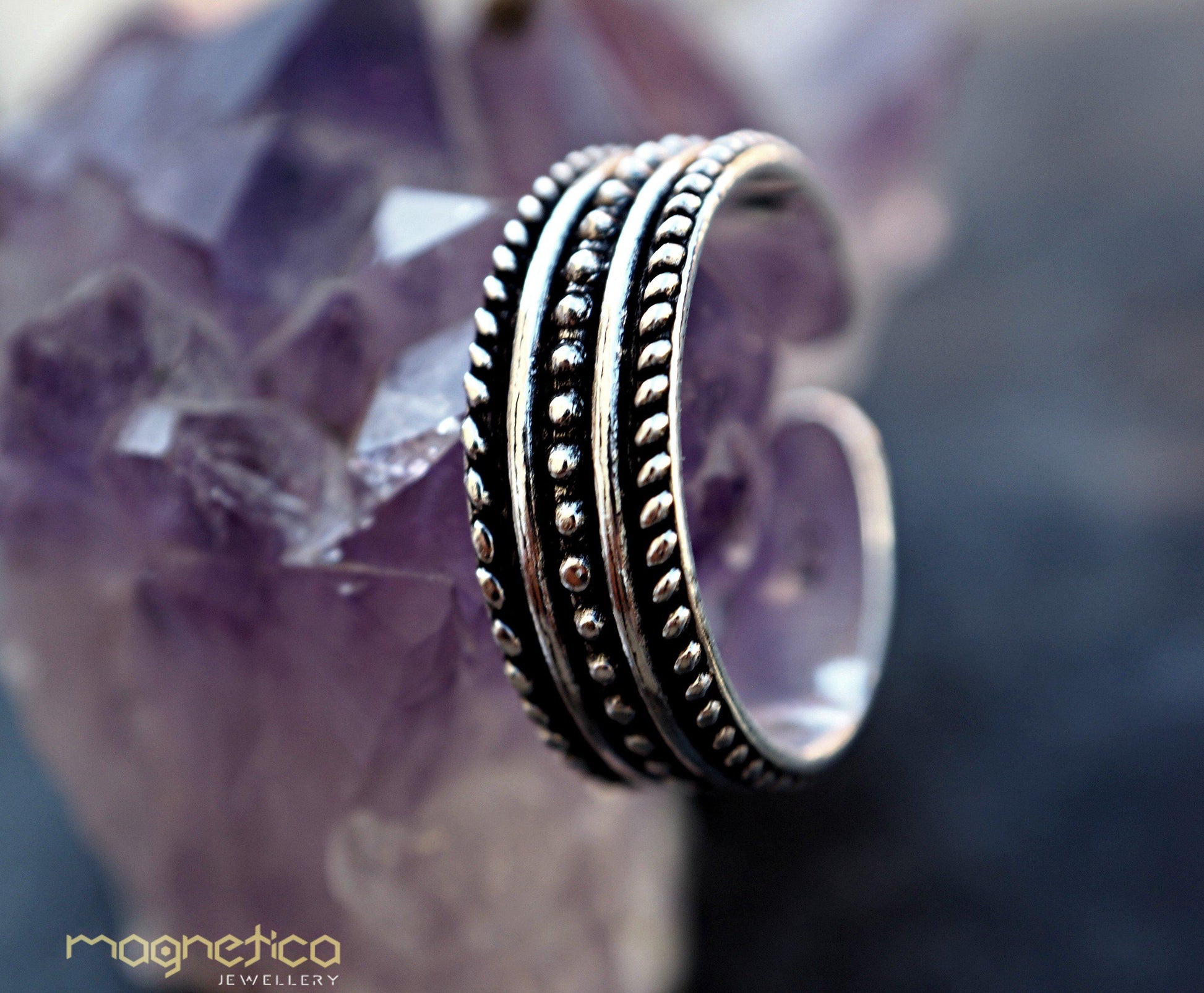 Tribal oxidized silver toe-midi-knuckle ring,adjustable one size fits all!-ring-Magnetica