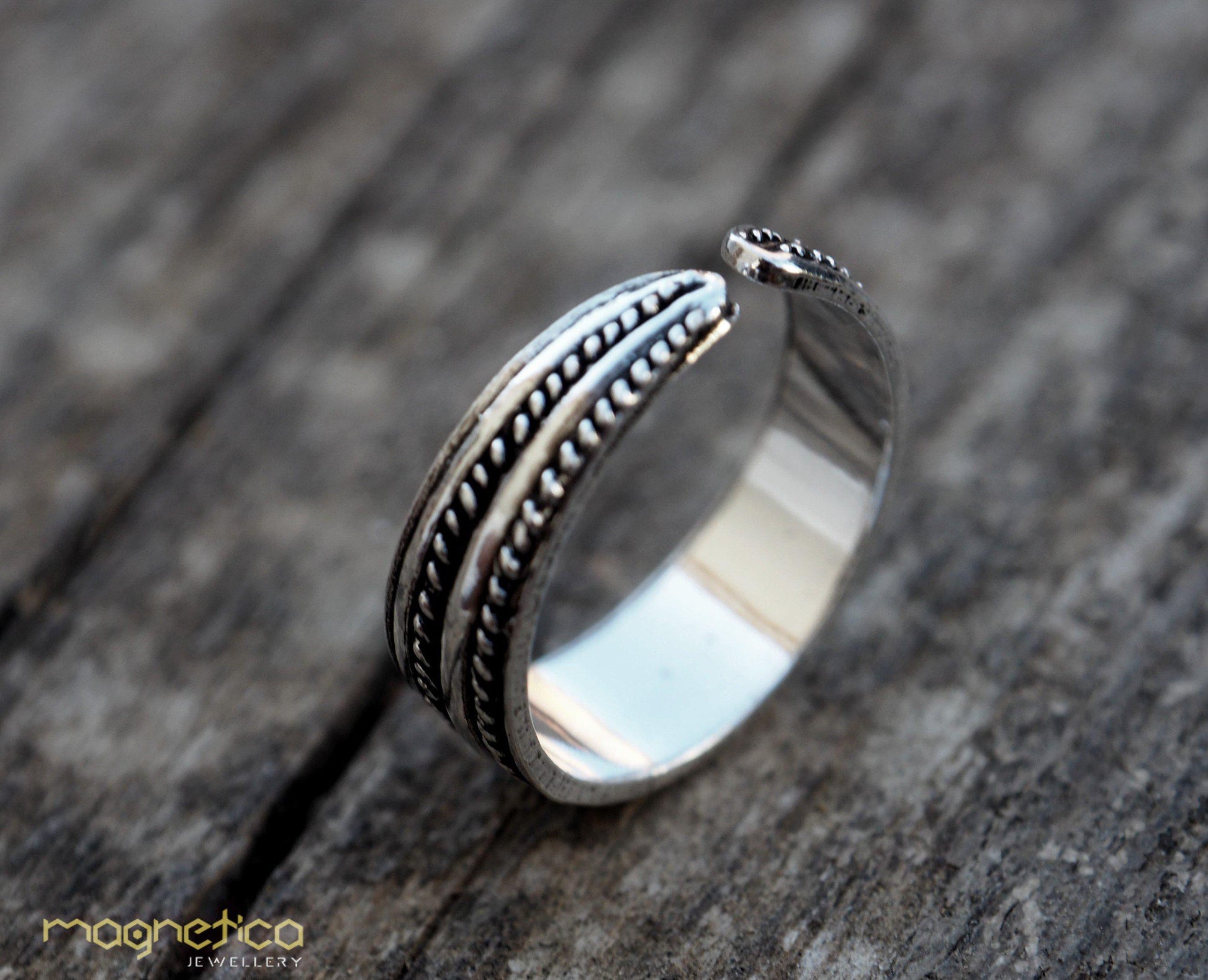 Tribal oxidized silver toe-midi-knuckle ring,adjustable one size fits all!-ring-Magnetica