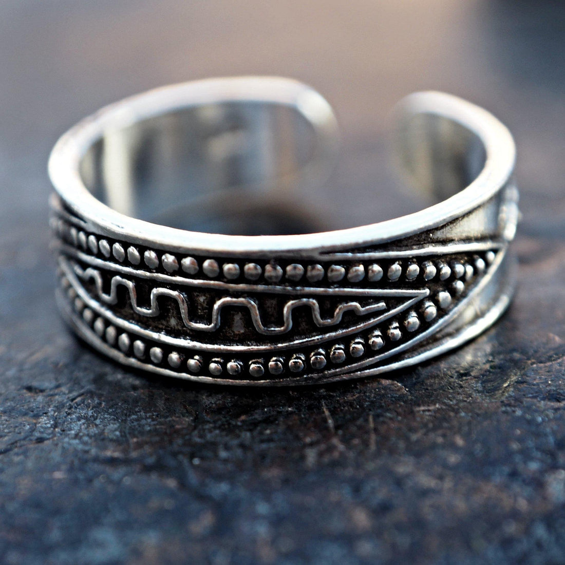 Ethnic tribal oxidized silver toe-midi-knuckle ring,adjustable one size fits all!-ring-Magnetica