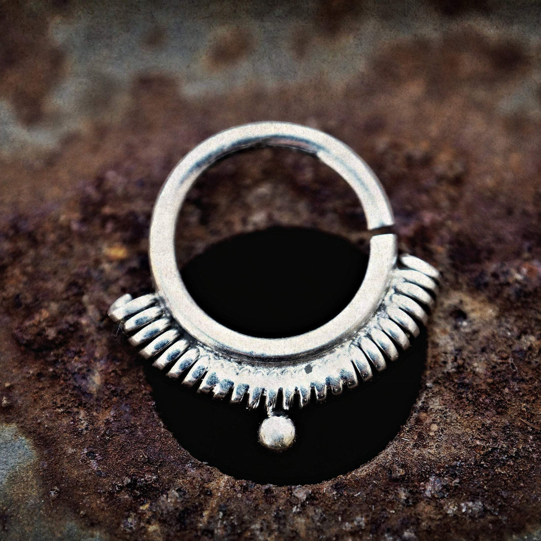 Ethnic unisex silver Piercing ring-piercing-Magnetica