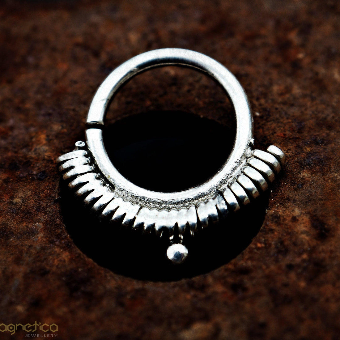 Ethnic unisex silver Piercing ring-piercing-Magnetica