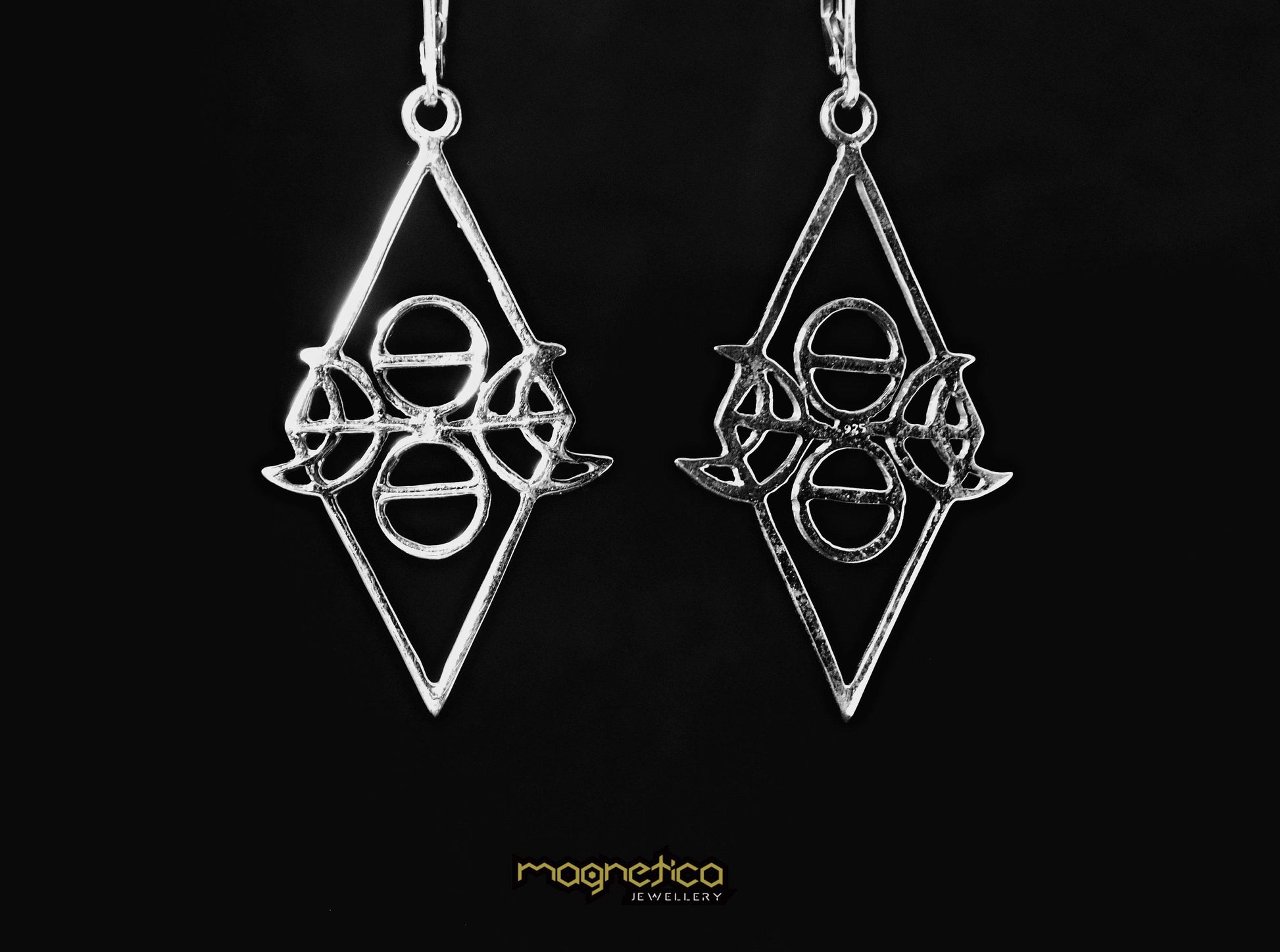 Triple Goddess Symbol silver earrings-earrings-Magnetica