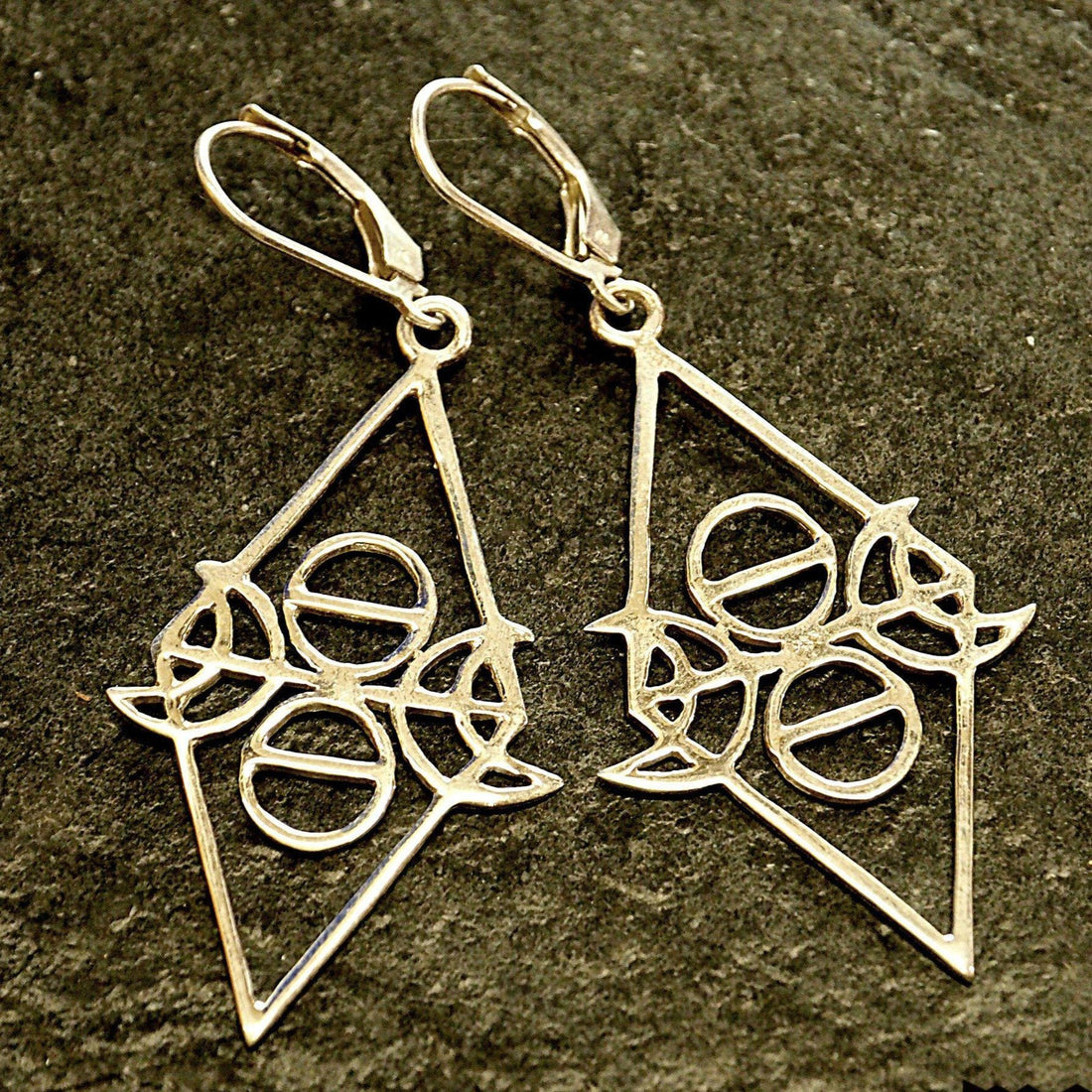 Triple Goddess Symbol silver earrings-earrings-Magnetica