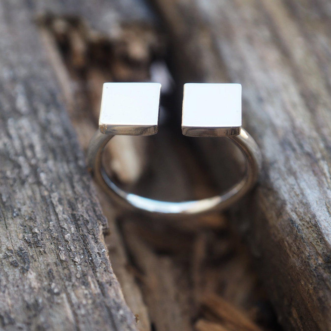 United squares sterling silver adjustable ring-ring-Magnetica