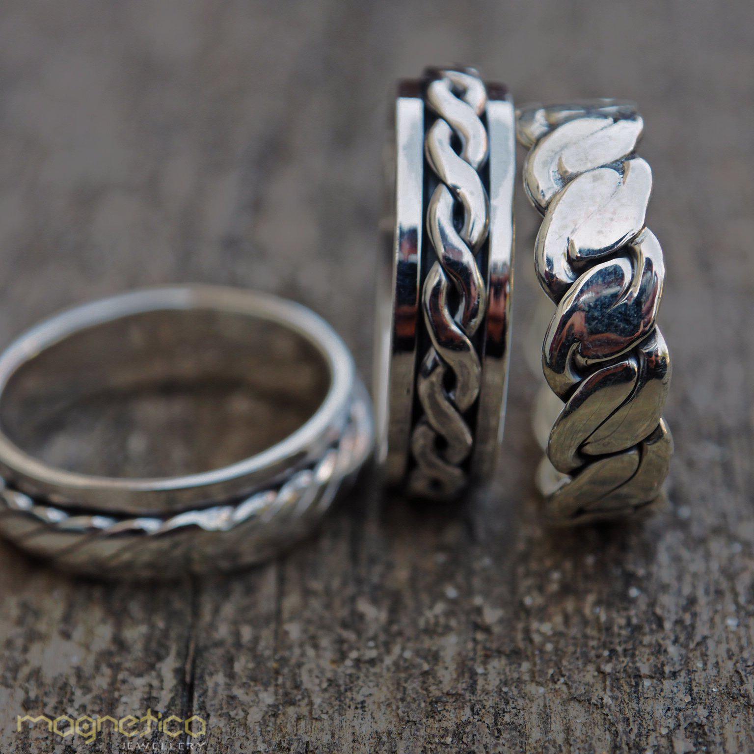 Vintage king spinning-A-sterling silver stacking ring-ring-Magnetica